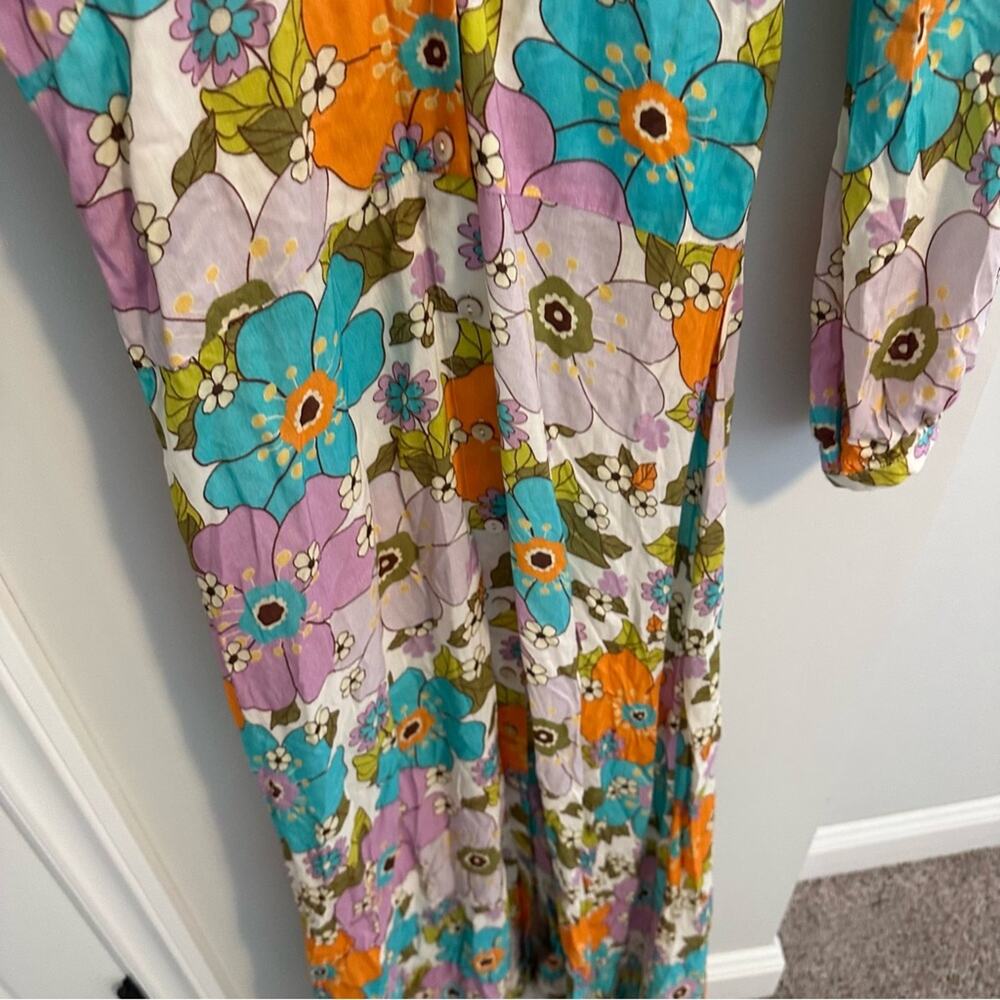 Tuckernuck Stella Pardo Paris Retro Floral Orange Maxi Dress XS - Picture 11 of 14